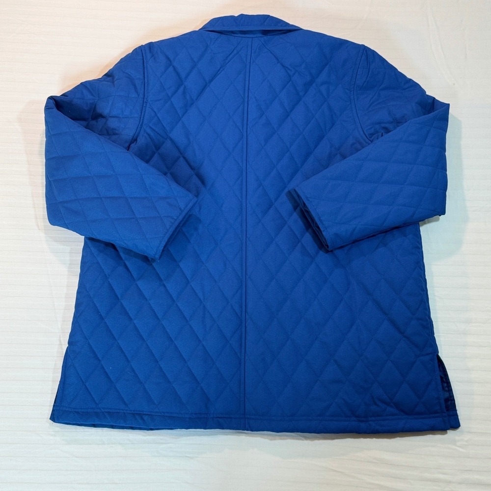 Blue Quilted Puffer Jacket Coat Diamond Stitch Collared XL Petite - Picture 7 of 7